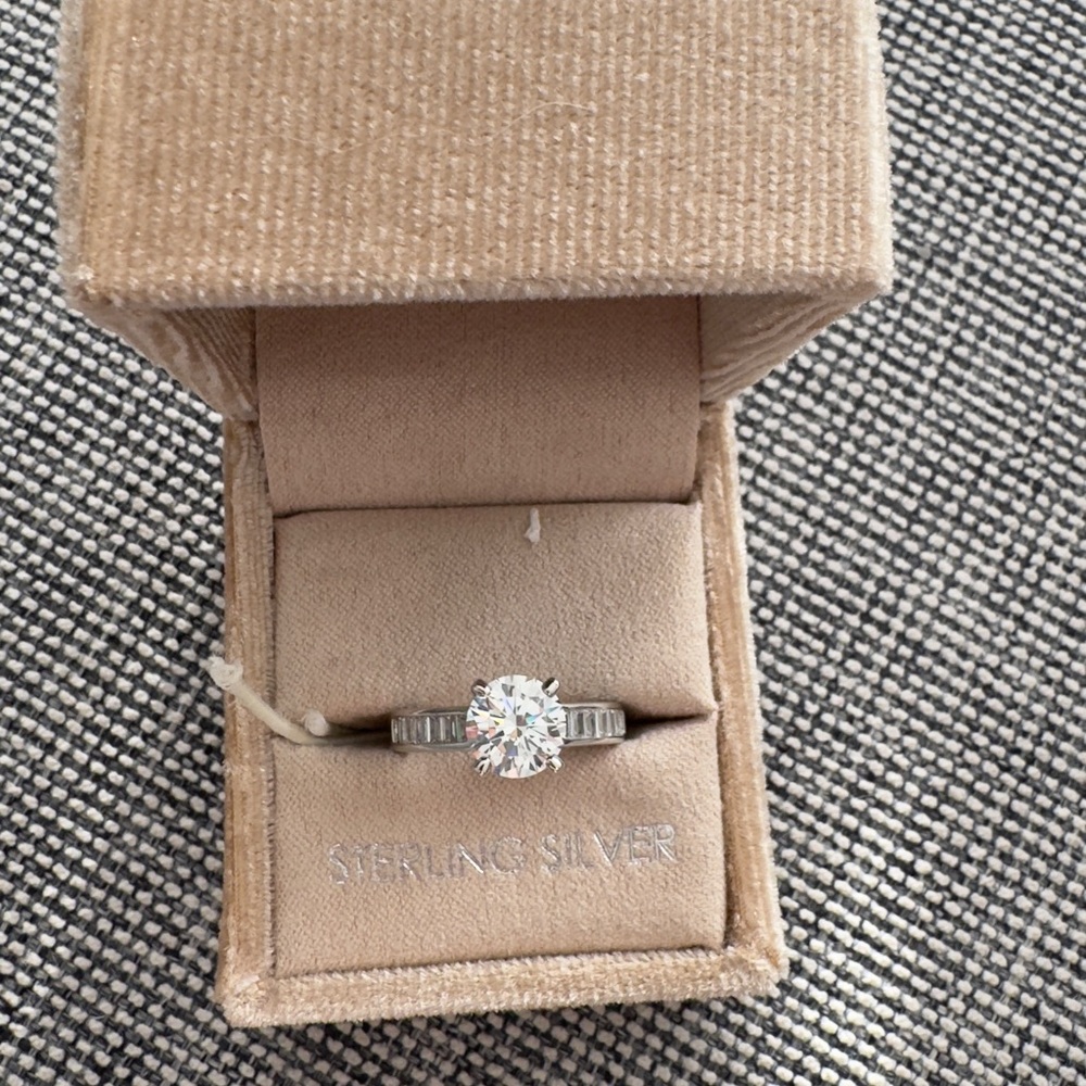“Elegance Defined: Sterling Silver Solitaire Ring" 1.5 inch d